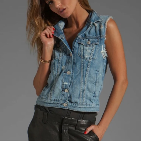 EUC Rag & Bone Distressed Jean Vest, Size XS - Picture 8 of 13